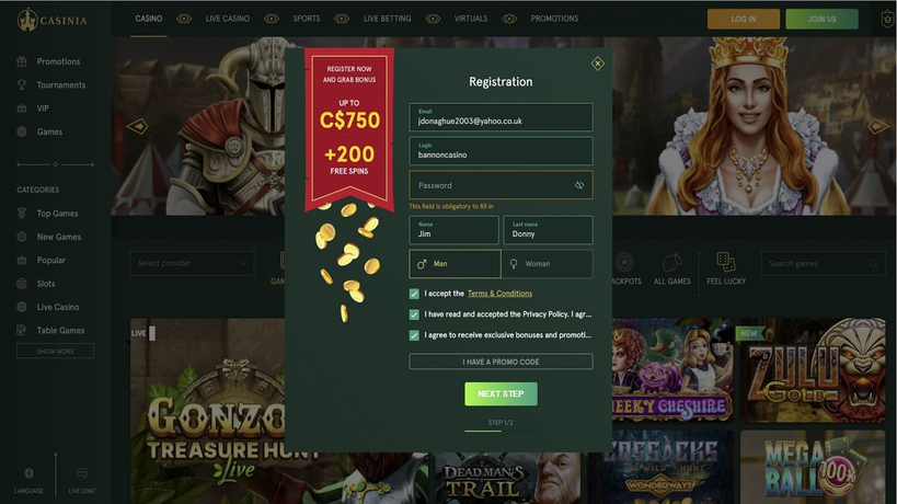 casinia Gameplay